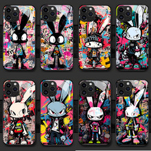 彩色涂鸦兔子苹果15promax手机壳iphone14小众13防摔12可爱11玻璃