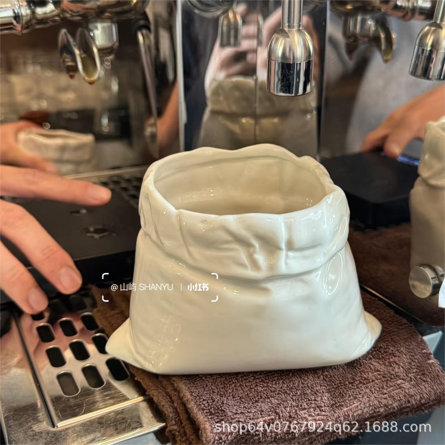 Creative coffee ceramic cloth bag, afternoon tea, tea cup