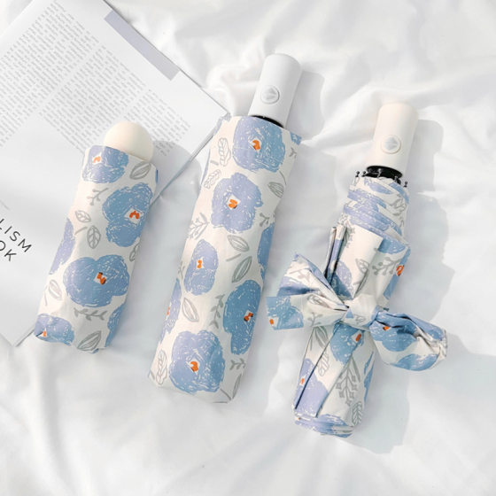Fresh and Floral Dual-purpose Sunshade Umbrella Folding Automatic Umbrella Women's Advanced Sense UV Protection Sun Umbrella