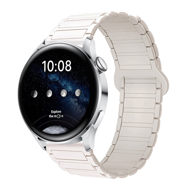 适用三星华为表带GT3/4/5荣耀watch4567二代三珠硅胶磁吸手表带|undefined