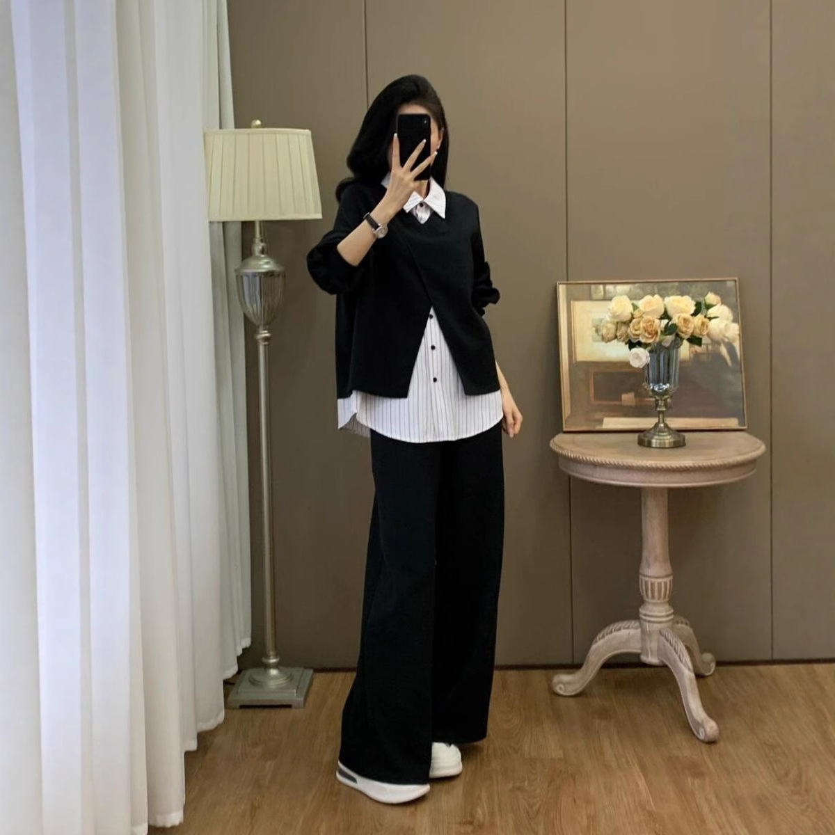 胖mm大码女装套装梨形身材遮肉秋装胖mm2025新款一整套穿搭两件套