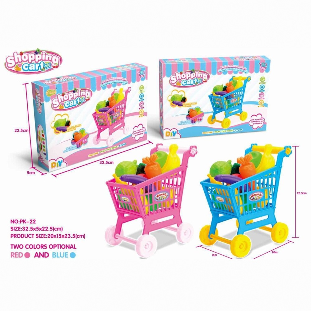 Amazon Carrito de compras de supermercado infantil de dibujos animados simulación de frutas y verduras carro muñeca juguetes caseros