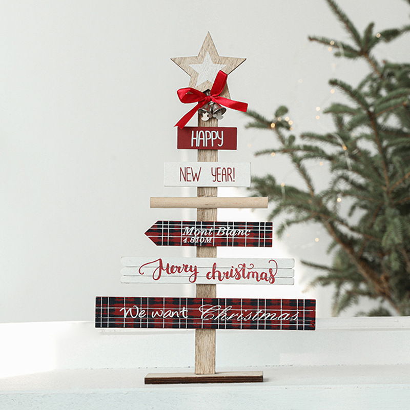 Decoraciones de Navidad árbol de Navidad colgante centro comercial estrella de cinco puntas de madera escritorio decoración colgante suministros de Navidad regalo