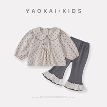 2025秋季新款婴幼儿满印娃娃衫针织裤两件套女宝宝韩版洋气套装潮