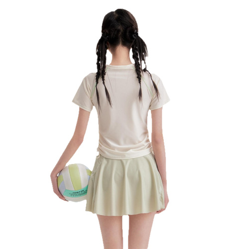 New polyester sporty separates swimsuit with stylish tennis vibe, Korean student skirt-style straight-leg swimwear for women