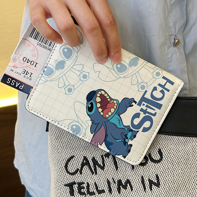 Star Baby Stitch Cartoon Pasaporte Clip Bolsa de certificados cubierta multifuncional bolsa de tarjetas para viajar al extranjero portátil