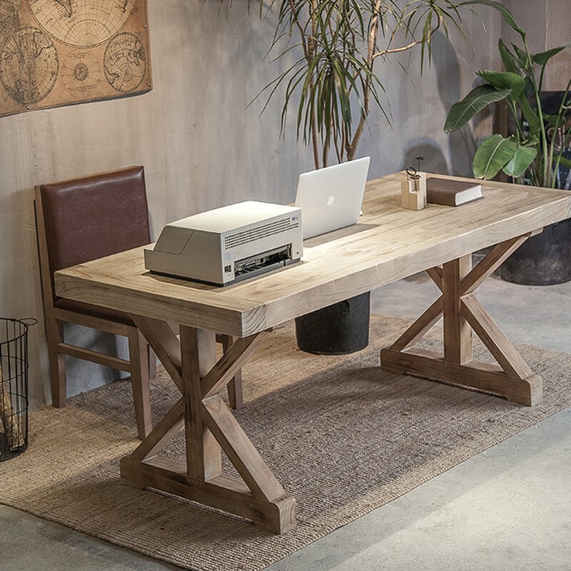 American-Style Solid Wood Vintage Desk, Home-Use Distressed Rectangular Computer Desk, Restaurant Commercial Use Rice-Shaped Desk, Office Desk American-Style Solid Wood Vintage Desk, Home-Use Distressed Rectangular Computer Desk, Restaurant Commercial Use Rice-Shaped Desk, Office Desk