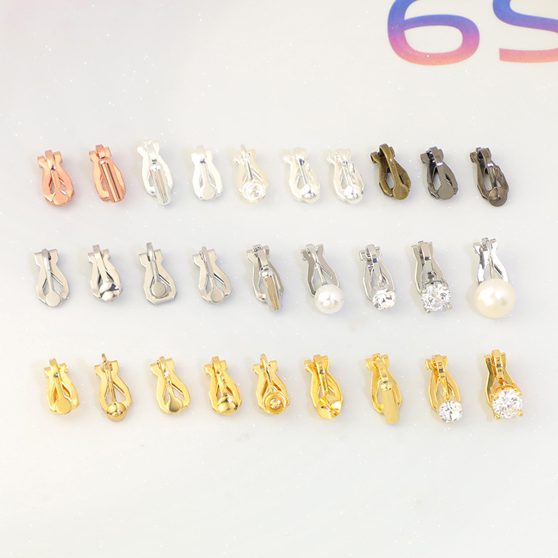 DIY Handmade Earrings Accessories Wholesale Non-Pierced Painless Triangle Clip Color-Preserving 18K Gold Ear Clip Converter