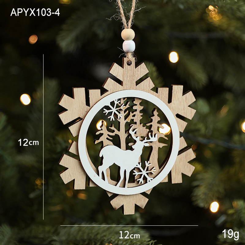 クロスボーダー新製品木製ペンダントヘラジカハウススノーフレーククリスマスツリーデコレーションクリスマスアレンジメントペンダントホーム|undefined