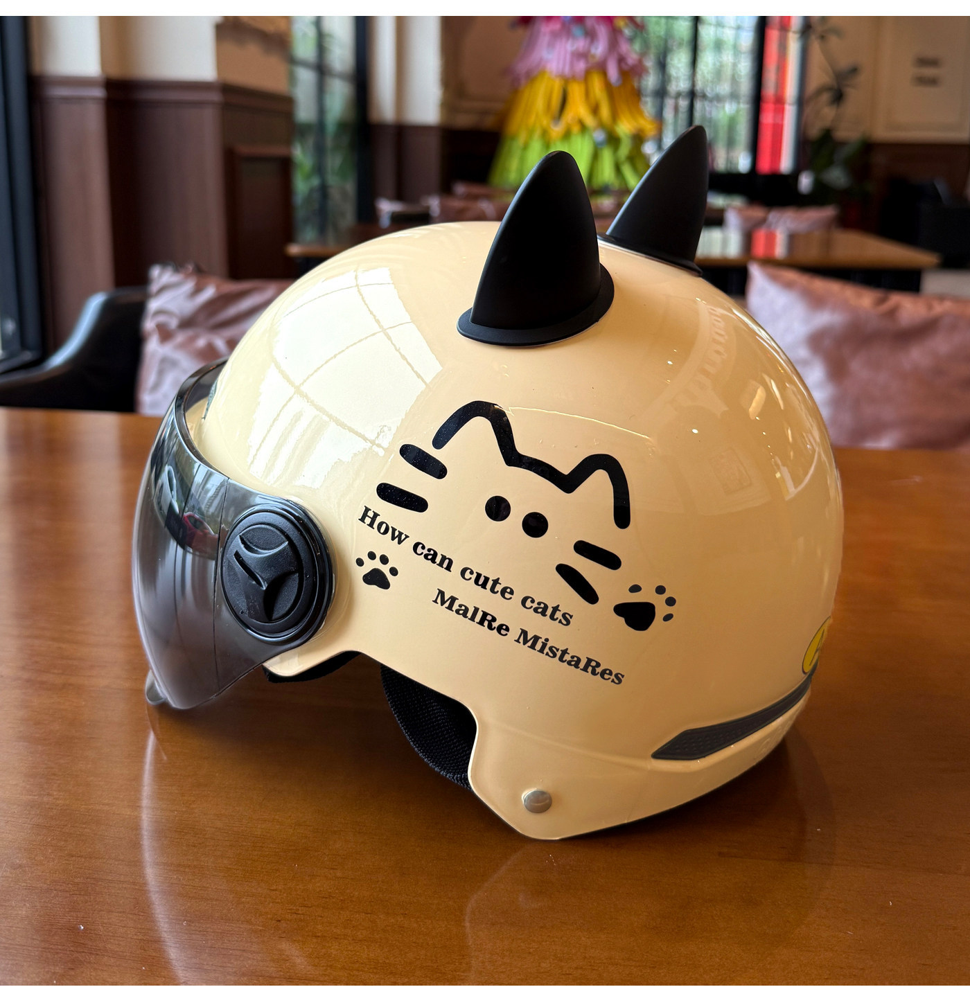 Simple Cat Design C Certified Electric Vehicle Helmet National Standard Summer Women's Electric Scooter Safety Helmet Four Seasons Sun Protection Half Helmet