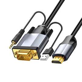 VGA转HDTV 带音频带供电 电脑电视高清线显示器转换高清连接线