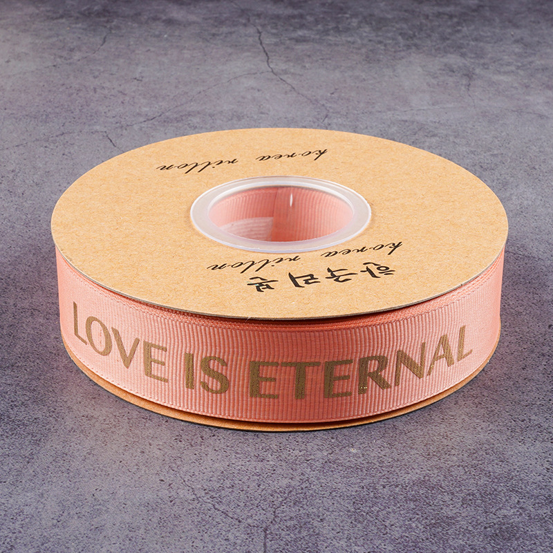 Cinta de flores con hilo de 2.5 mm, cinta para envolver flores, arte floral, cinta acanalada con lámina dorada, letras en inglés LOVE, para atar ramos