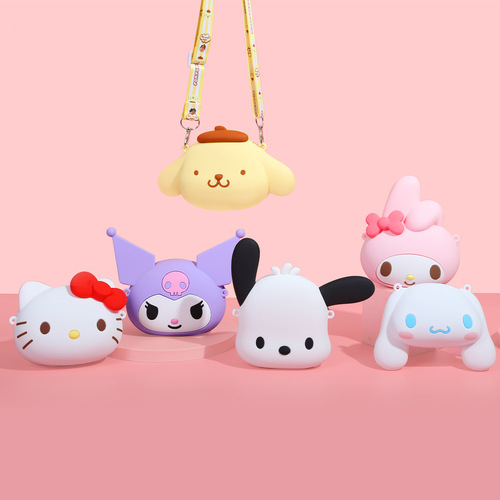 Genuine Sanrio Creative Silicone Children's Baby Coin Purse Vitality Big Head Bag Shoulder Crossbody Storage Bag