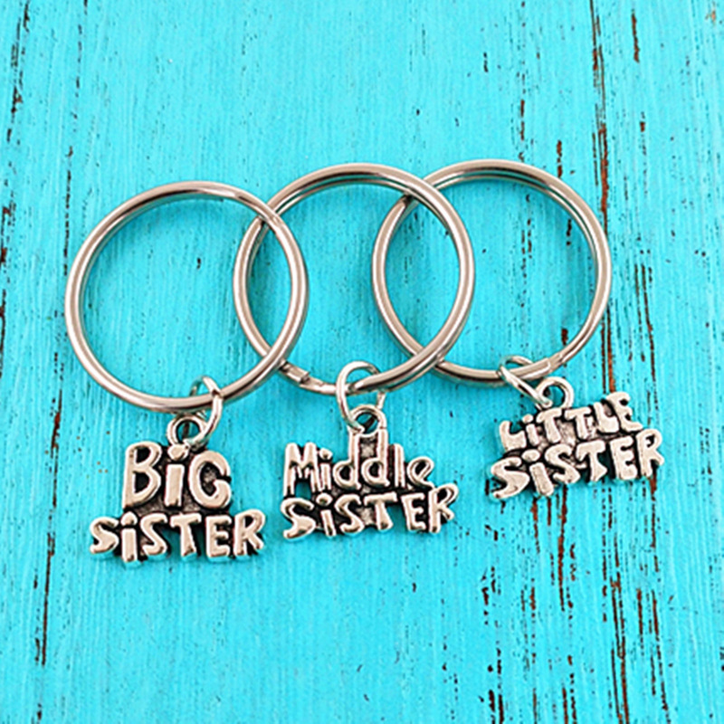 Foreign trade alloy letter big middle little sister pendant key chain good friend friendship gift