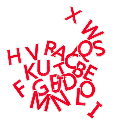 White Night Shift Embroidery 26 English Letter Fabric Patches Clothing Fashion Decorative Patches Computer Embroidery DIY Patches Cross-border