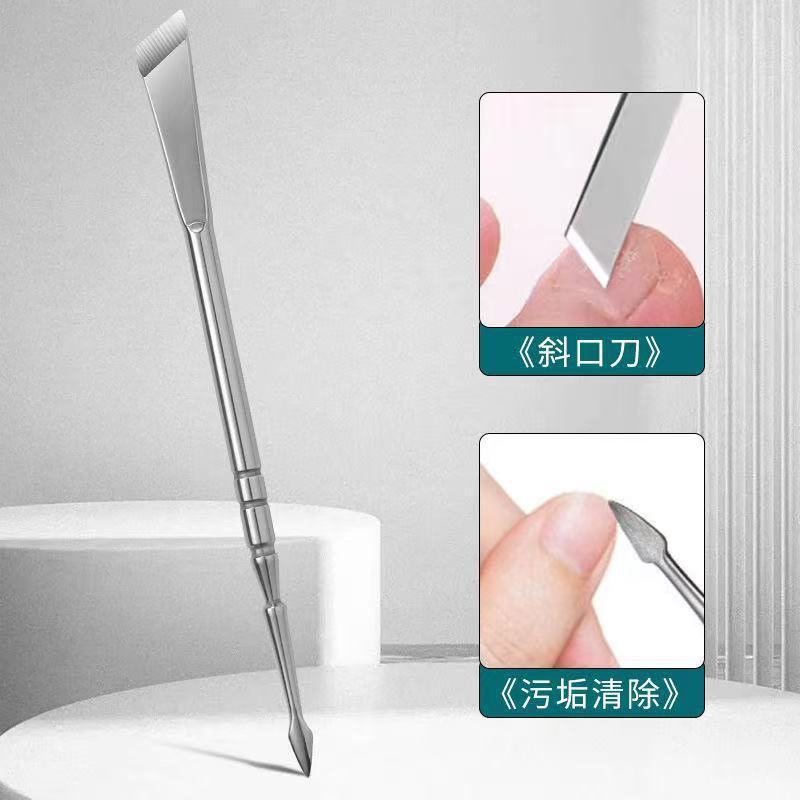 新しいステンレス鋼の双頭ミラーペディキュアツール、角質を削り取る、足裏のキューティクルペディキュア、爪溝専用ペディキュアナイフ|undefined