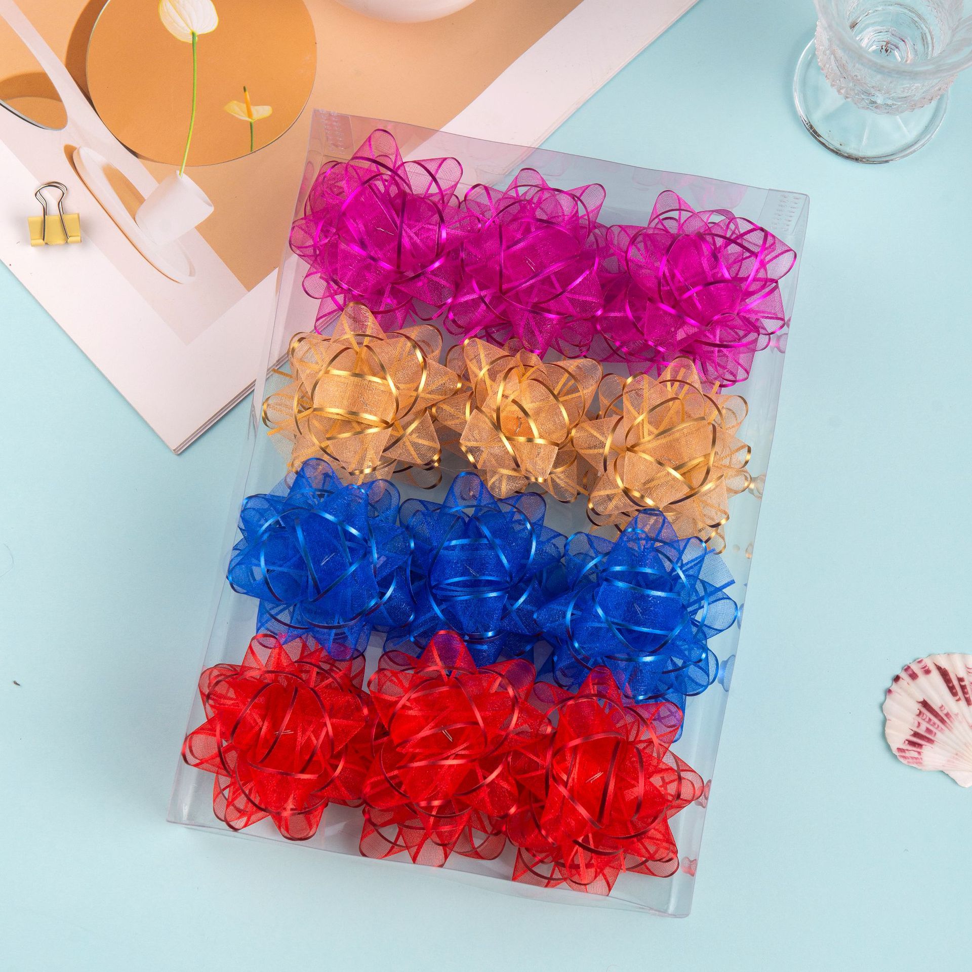 Nuevo paquete de regalo de Navidad de flores transfronterizas 1.6cm * 3 pulgadas 24 paquetes