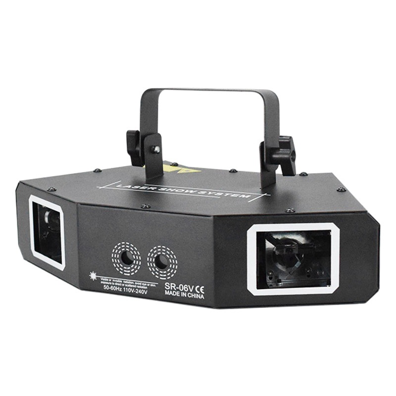 Muguang de cuatro ojos en forma de abanico patrón de haz de luz láser KTV bar de la sala privada controlado por voz láser etapa de luz de flash