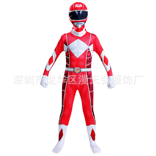 Dinosaur Power Rangers cos suit Tyrannosaurus Rex Emperor White Tiger Linker jumpsuit children's clothes cosplay all-inclusive tights