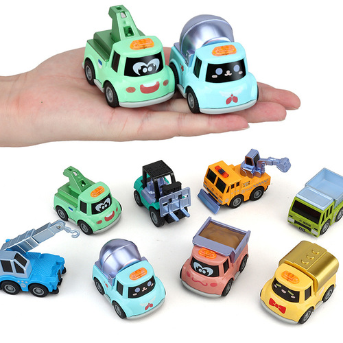 New children's toy cars 8 cartoon alloy pull-back Q version cute themed palm treasure car models