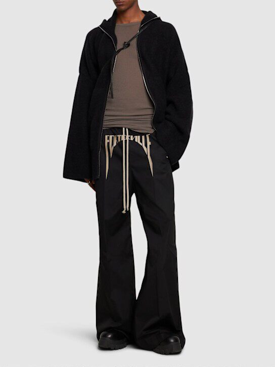Dark Slogan Embroidered Silk Twill Wide Leg Straight Leg Loose Trousers mid Waist Long Pants Non-Stretch Care_mkmklike.com