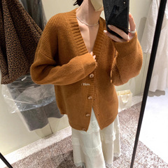 Hers一勺甜秋冬新款简约风日常通勤宽松显瘦开衫保暖毛衣女92443