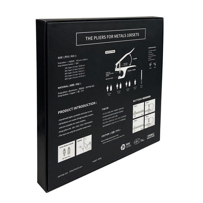 KAOS herramienta de instalación de botones de metal traje 831 cobre puro hebilla de cuatro juntas artículos de cuero hebilla femenina hebilla oculta en caja de alta gama