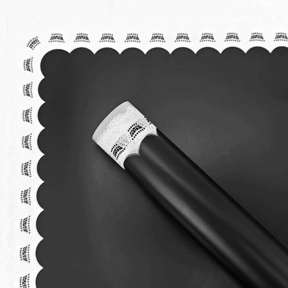 레이스 테두리 한국 번들 종이 [검정]; 20 장/팩