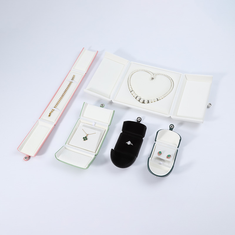 Caja de joyería de cuero PU de doble apertura, caja de anillo de joyería de pulseras, caja de embalaje de pulseras, caja de collares de perlas