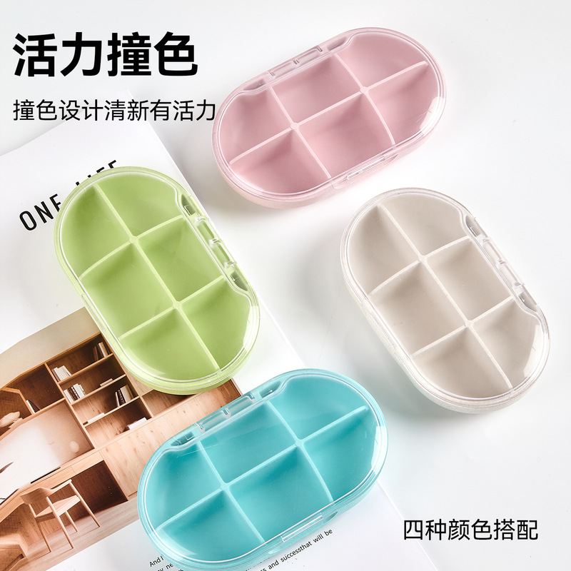 Cross-border hot small pill box portable sealed large capacity Mini Storage packing box portable pill box one week pill box