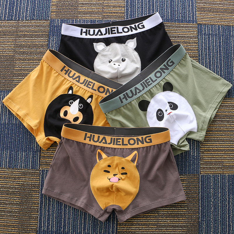 Men's Underwear Boys Boxer Shorts Cotton Cute Cartoon Men's Breathable Printed Boyfriend plus size Loose