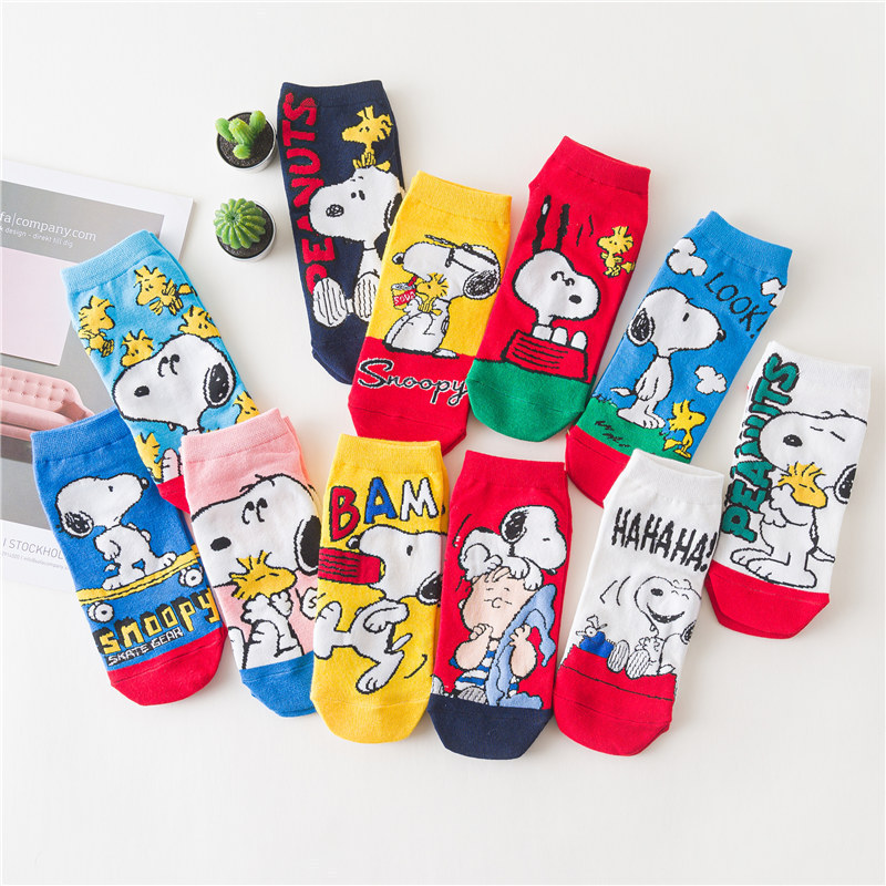 Summer thin socks female in tide socks day cute Snoopy Invisible boat Socks cartoon socks