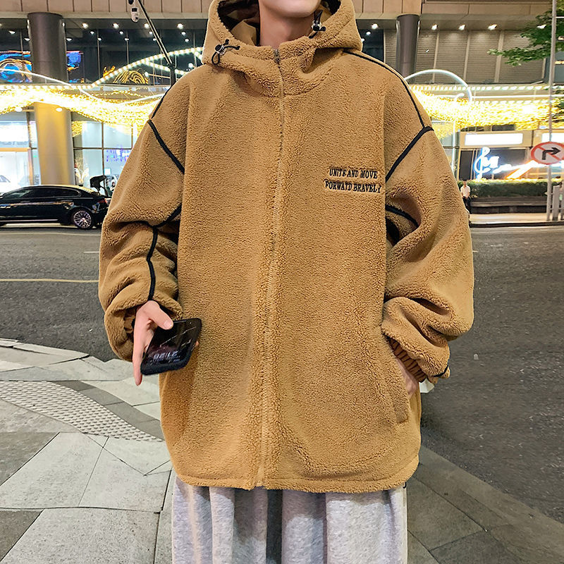 Abrigo de lana de cordero para hombre otoño e invierno 2023 nuevo abrigo acolchado de algodón jinjiang abrigo acolchado de algodón grueso forrado de lana abrigo par abrigo acolchado de algodón de invierno