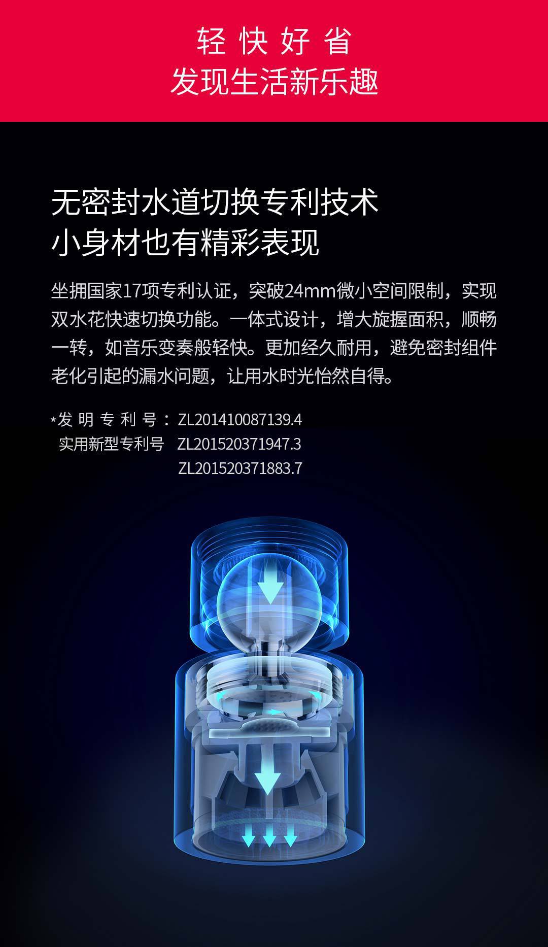 The Da Bai dual-function faucet, water nozzle and foaming device features 360° universal water outlet and dual water spray mode, as well as a variety of water sprinklers undefined