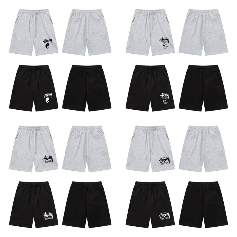 Cross-border trendy brand Stussy in-stock real-shot logo print high-quality double-thread pure cotton unisex shorts collection