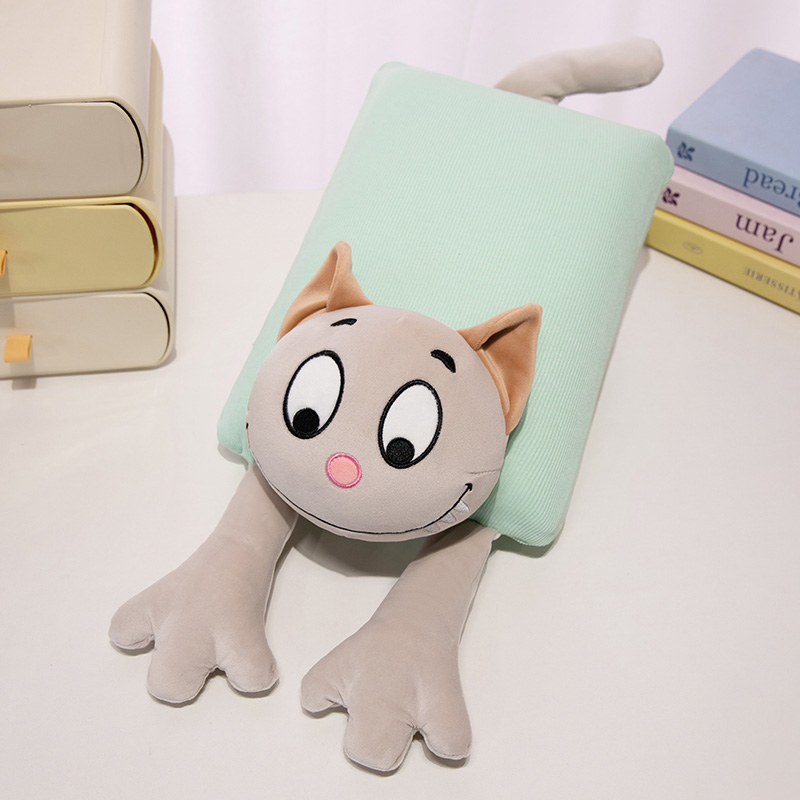 Almohada para Siesta de Gato Animado Desmontable, Lavable para Aula