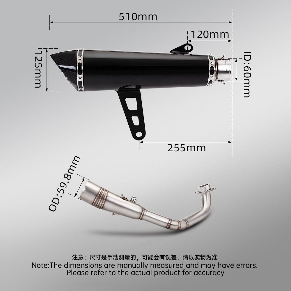 XMAX300 stainless steel front exhaust pipe and tail muffler set, motorcycle full exhaust pipe modification