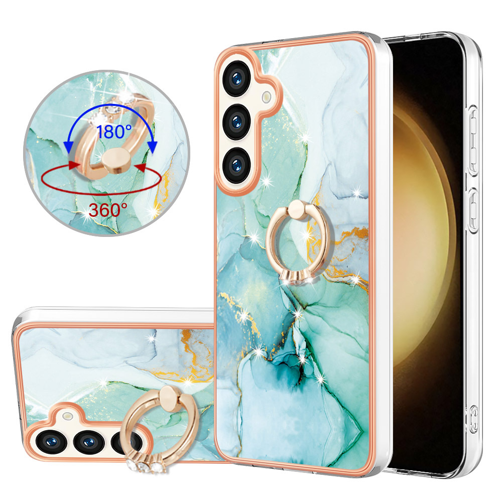 适用摩托罗拉Edge 50 Fusion双面IMD电镀大理石手机壳指环支架壳