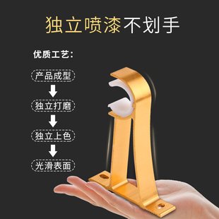 Curtain Rod Roman Rod Bracket Hook Aluminum Alloy Double Rod Base Accessories Wall Hook Holder Bracket Load-Bearing Side
