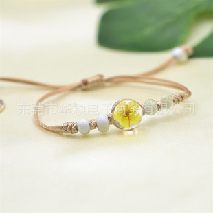 Real flower dried flower specimen bracelet Crystal epoxy embedded resin natural insect specimen amber resin crafts