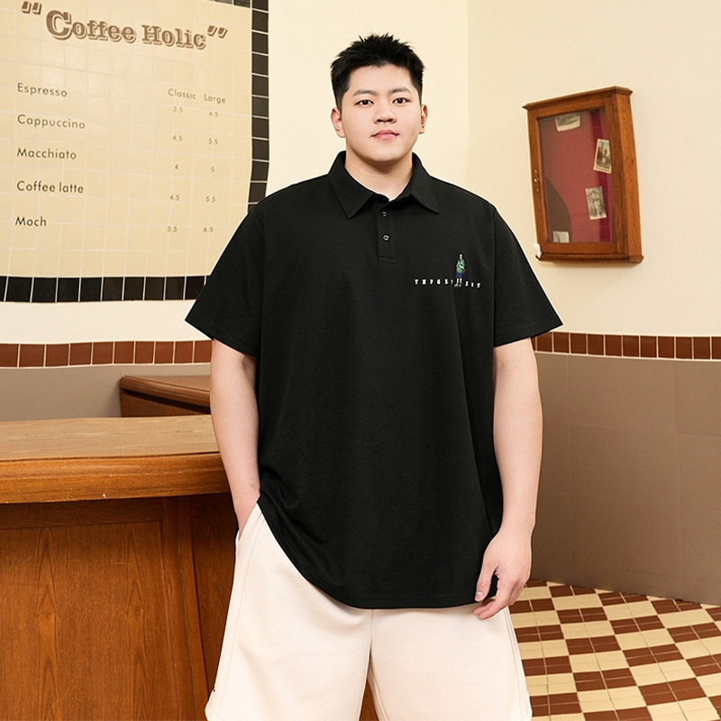 150.00kg plus size Short-sleeved Polo Shirt Men's Summer Trendy Fat Men's Loose Plus Fat Plus Lass Half-sleeved Paul Shirt
