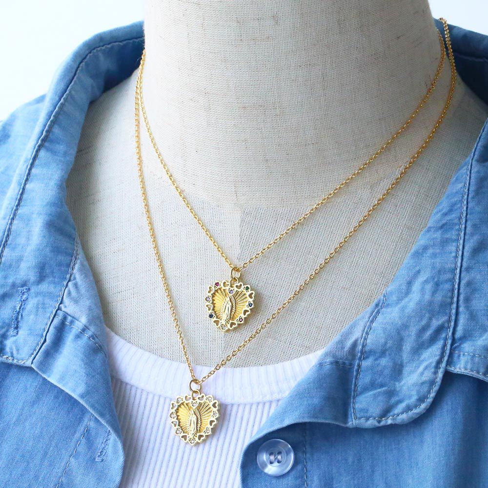 Fashion Heart Shape Copper Pendant Necklace Plating Zircon Copper Necklaces