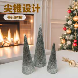 批发新款环保PET圣诞树尖椎热销节日布景圣诞节装饰厂家直销手工