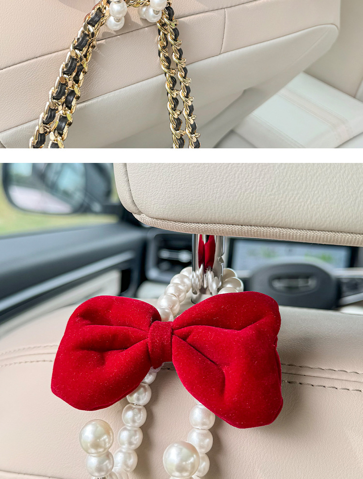 Car Car Hook Girl Bow Pearl Car Rear Seat Back Hook Car Interior Storage Supplies
