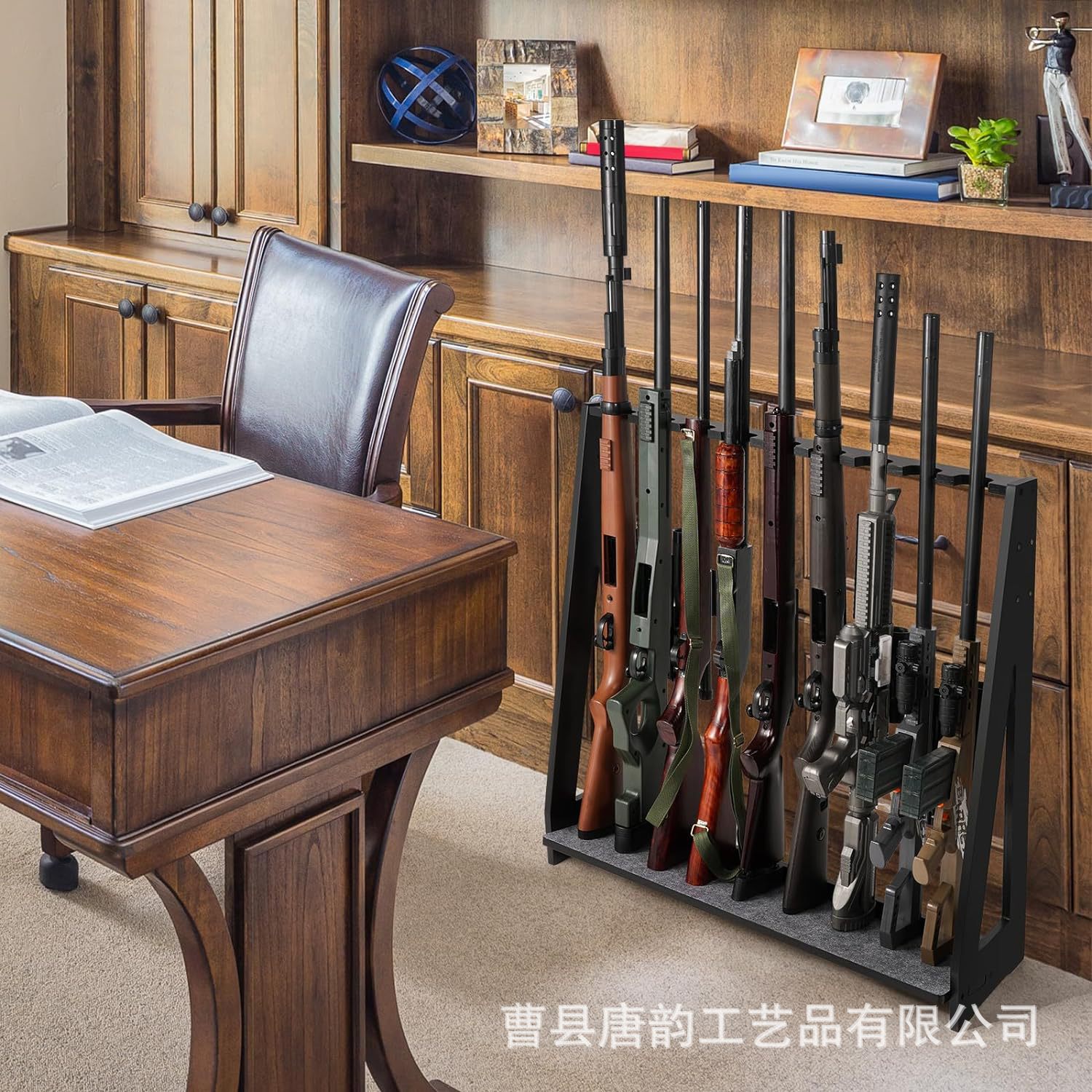 木制立式步枪架室内猎枪步枪展示架可调节置地式多格枪支存储架-阿里巴巴