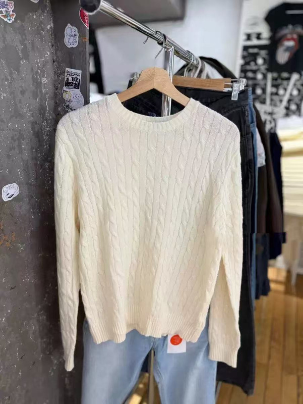 Bm Style American Retro Round Neck Twist Pullover Knitwear Women's Versatile Loose Knitwear Top Spring & Fall Bm Style American Retro Round Neck Twist Pullover Knitwear Women's Versatile Loose Knitwear Top Spring & Fall