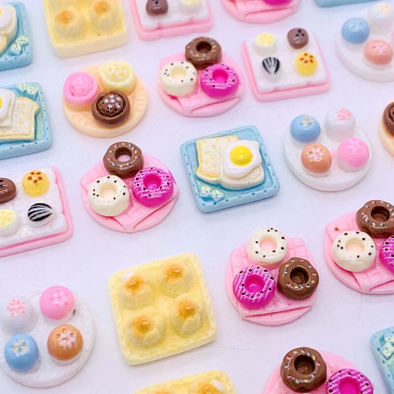 Food and Play Series Plates, Bread, Donuts, Snacks, Toast, DIY Cream Glue, Handmade Materials, Hairpins, Resin Accessories