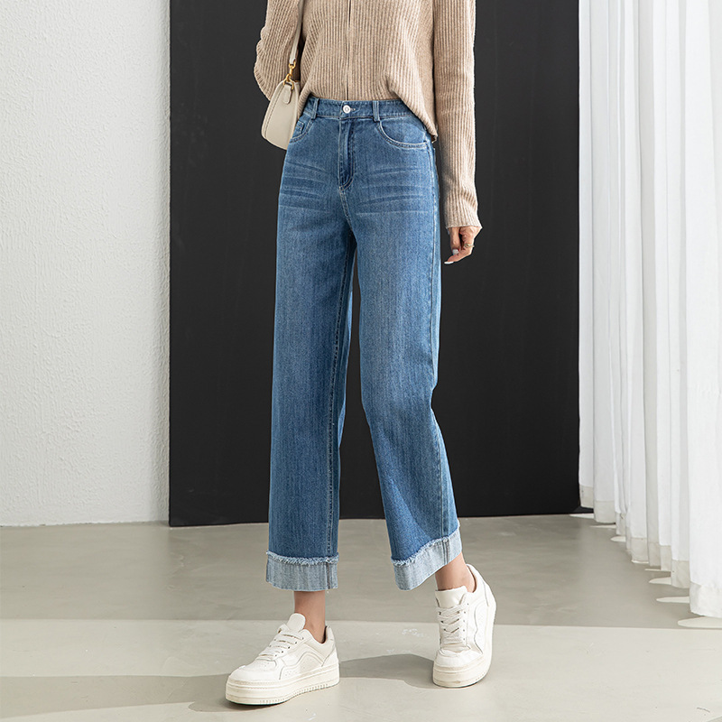 Flared Balloon Pants for Women, High-Waisted Slim-Fit Jeans, 2026 Petite Cropped Straight-Leg Pants, Japanese and Korean Casual Versatile Style