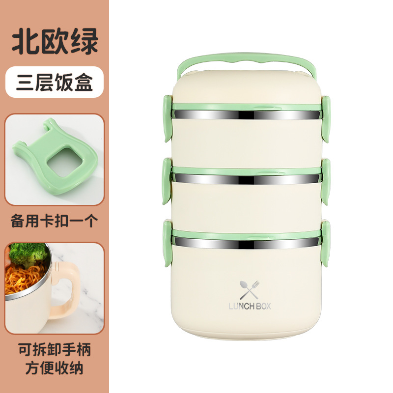 304 caja de almuerzo aislada de acero inoxidable estudiante trabajador de oficina multi-capa sellada conveniente caja de almuerzo aislado cubo olla al por mayor