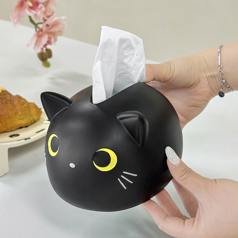 かわいい漫画の猫のティッシュの箱は高級な客間のレストランのデスクトップの台所の多機能のティッシュの装飾品を持ちます。|undefined